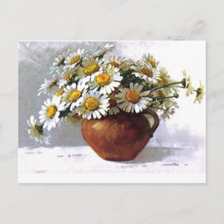 Vintage Daisy Vase Postcard
