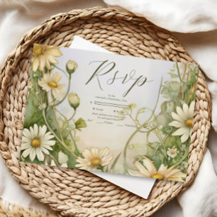 Vintage Daisy Wedding Art Nouveau RSVP Card