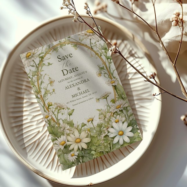 Vintage Daisy Wedding Art Nouveau Save The Date (Creator Uploaded)