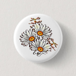 Vintage Daisy Wildflowers Cute White Friendship 3 Cm Round Badge