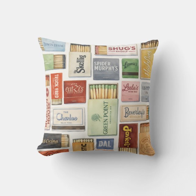 Vintage Dallas Matchbook Pillow (Front)