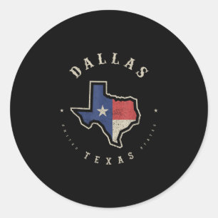 Vintage dallas texas state flag map souvenir gift classic round sticker