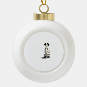 Vintage Dalmatian Dog From Behind Illustration Min Ceramic Ball Christmas Ornament