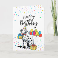 Vintage Dalmatian Illustration Balloons Birthday