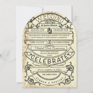 Vintage Damask Ad Modern Typography Wedding Invitation