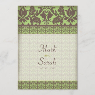 Vintage Damask Banner Sage Green Invitation