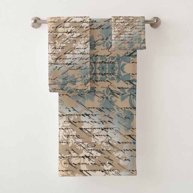 Vintage damask bath towel set (Insitu)