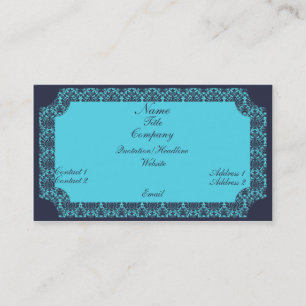Vintage Damask Business Card, Blue Card