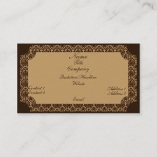 Vintage Damask Business Card, Chocolate Brown Card