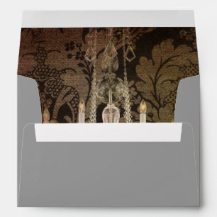 vintage damask chandelier wedding envelopes