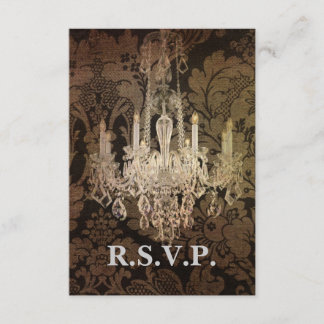 vintage damask chandelier wedding RSVP response