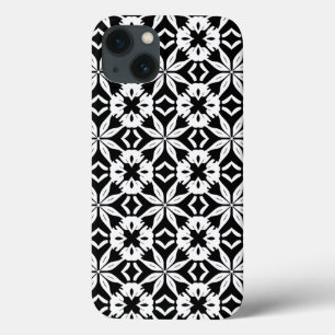 Vintage Damask Chic Black White Pattern iPhone 13 Case