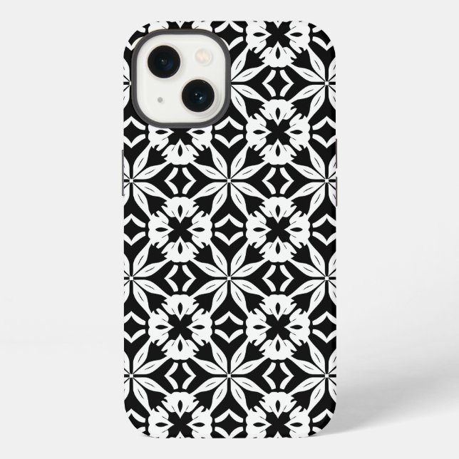 Vintage Damask Chic Black White Pattern iPhone Case (Back)
