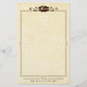 Vintage damask Christmas holiday menu stationery