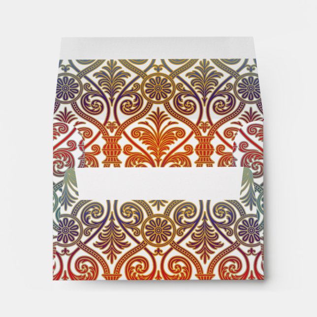 Vintage Damask Contour Wallpaper - blue violet red Envelope (Back (Bottom))