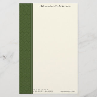 Vintage Damask Customised Lime Green Stationery