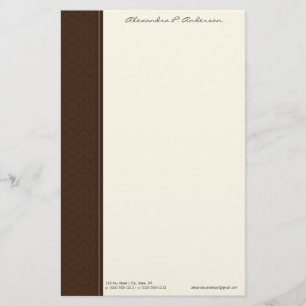 Vintage Damask Customised Mocha Brown Stationery