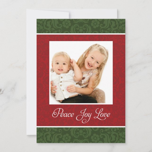 Vintage Damask Double Sided Holiday Photo Card (Front)