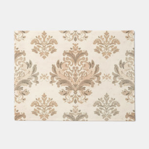 Vintage Damask Elegant Beige French Farmhouse Doormat