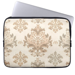 Vintage Damask Elegant Beige French Farmhouse Laptop Sleeve