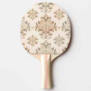 Vintage Damask Elegant Beige French Farmhouse Ping Pong Paddle