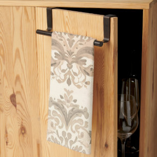 Vintage Damask Elegant Beige French Farmhouse Tea Towel