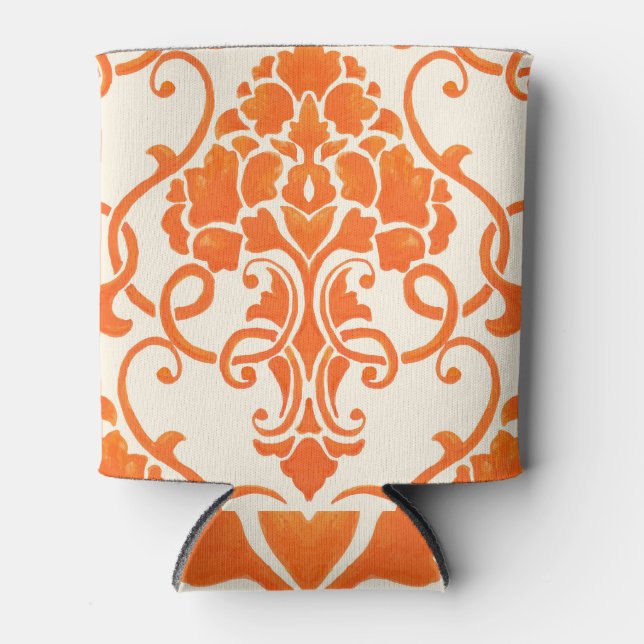Vintage Damask: Elegant Seamless Texture Can Cooler (Front)