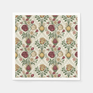 Vintage Damask & English Rose Floral Pattern Art Napkin