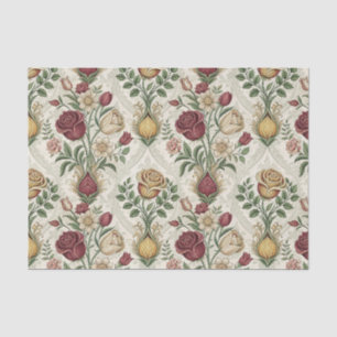 Vintage Damask & English Rose Floral Pattern Art Tissue Paper