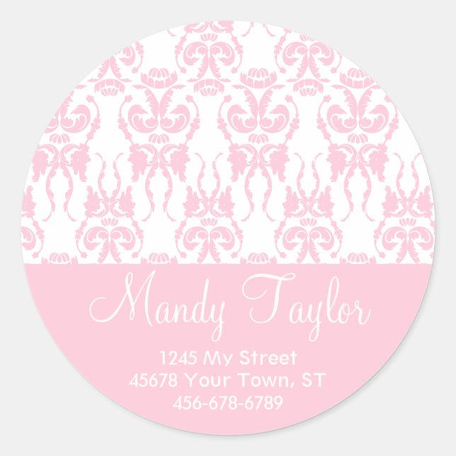 Vintage Damask Envelope Seal (Pink) (Front)