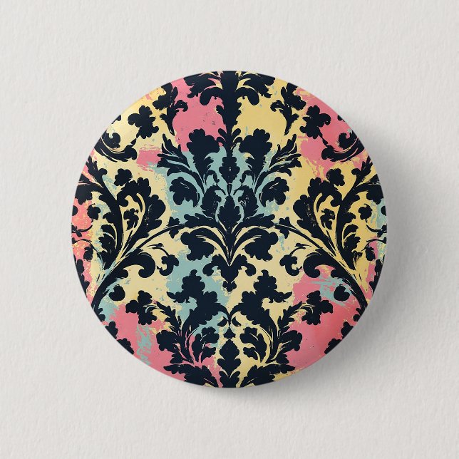 Vintage Damask Flourish Pattern 6 Cm Round Badge (Front)