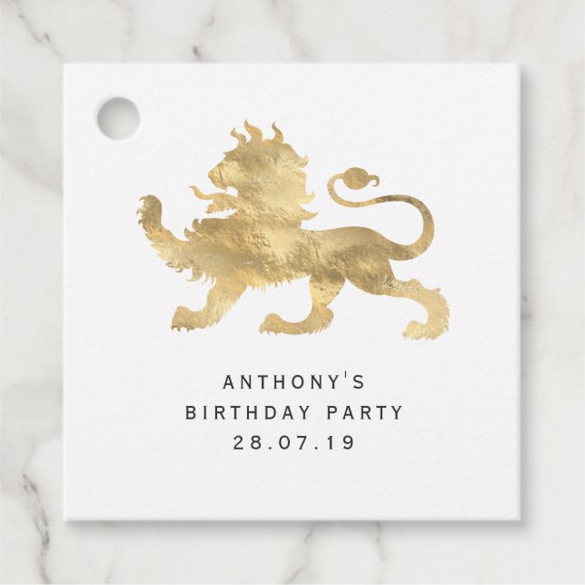 Vintage Damask Heraldic Lion Favour Tags (Front)