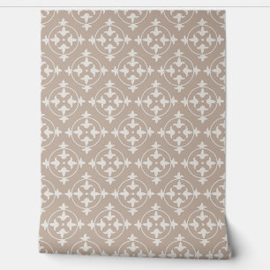 Vintage Damask Medallion and Floral Fleur-de-Lis Wallpaper