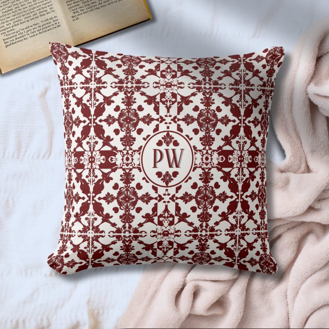 Vintage Damask Monogram  Cushion (Creator Uploaded)