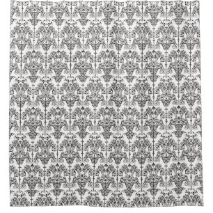 Vintage Damask Ornament black I + your backgr. Shower Curtain