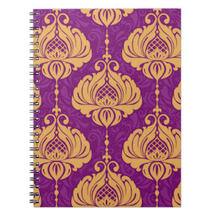 Vintage damask ornamental seamless pattern notebook