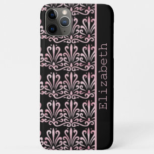 Vintage Damask Pattern Black and Pink Case-Mate iPhone Case