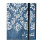 Vintage Damask Pattern - Grungy Sapphire Blue