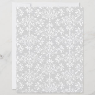 Vintage Damask Pattern in White on Light Gray