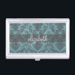 Vintage Damask Pattern with Monogram Business Card Holder<br><div class="desc">A grunge design with a modern twist. Add your name or monogram. If you need to make adjustments to the artwork,  click on the customise it button to make changes.</div>