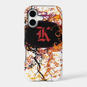 Vintage Damask Pattern with Monogram Letter K