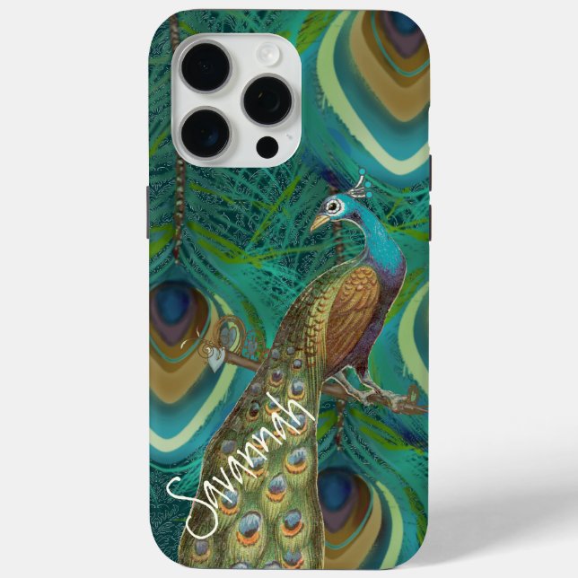 Vintage Damask Peacock Blackberry Case-Mate iPhone Case (Back)