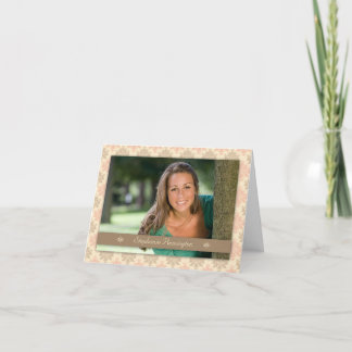 Vintage damask photo graduation party announcement