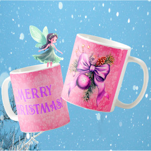 Vintage Damask Purple Pink Ornaments Christmas Coffee Mug