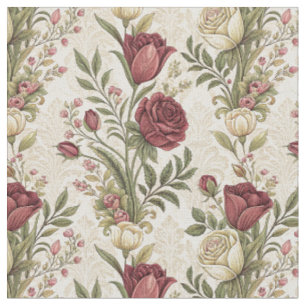 Vintage Damask Rose Garden Floral Pattern Artwork Fabric