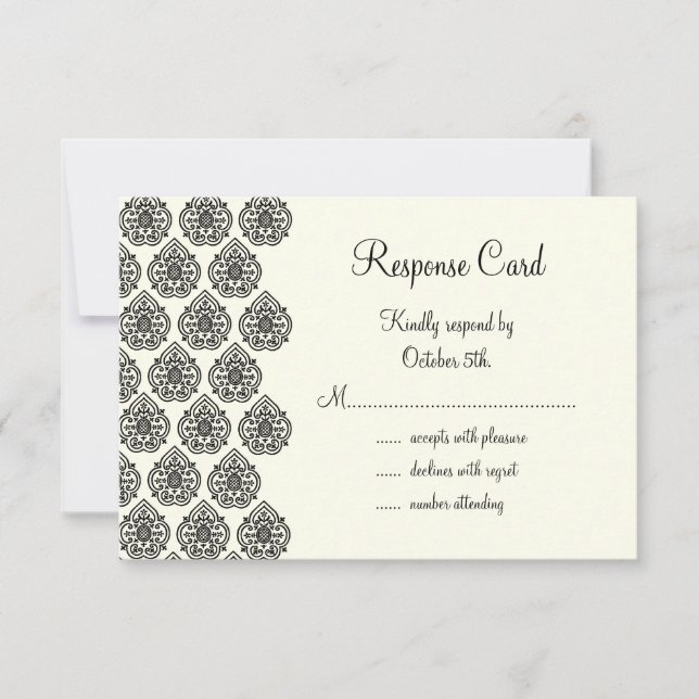 Vintage Damask RSVP (Front)