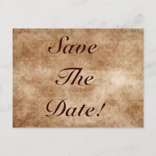 Vintage Damask Save The Date! Postcards