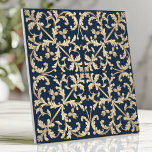 Vintage Damask Scroll Botanical Navy Blue Gold Tile<br><div class="desc">Add a touch of classic elegance to your home with this beautiful ceramic tile. The design features an intricate, vintage-inspired damask and scroll pattern with subtle botanical elements, rendered in a sophisticated gold on a deep navy blue background. This tile is perfect for creating a refined and timeless look in...</div>