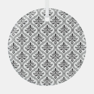 Vintage Damask Seamless Classic Design Glass Tree Decoration