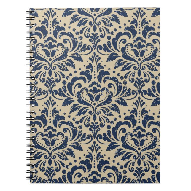 Vintage damask seamless pattern background. Grunge Notebook (Front)